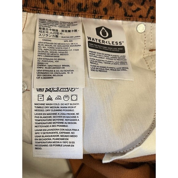 LEVI'S Wedgie Straight Corduroy Pants Cheetah Leopard Animal Print High Waist 32 - Picture 6 of 8